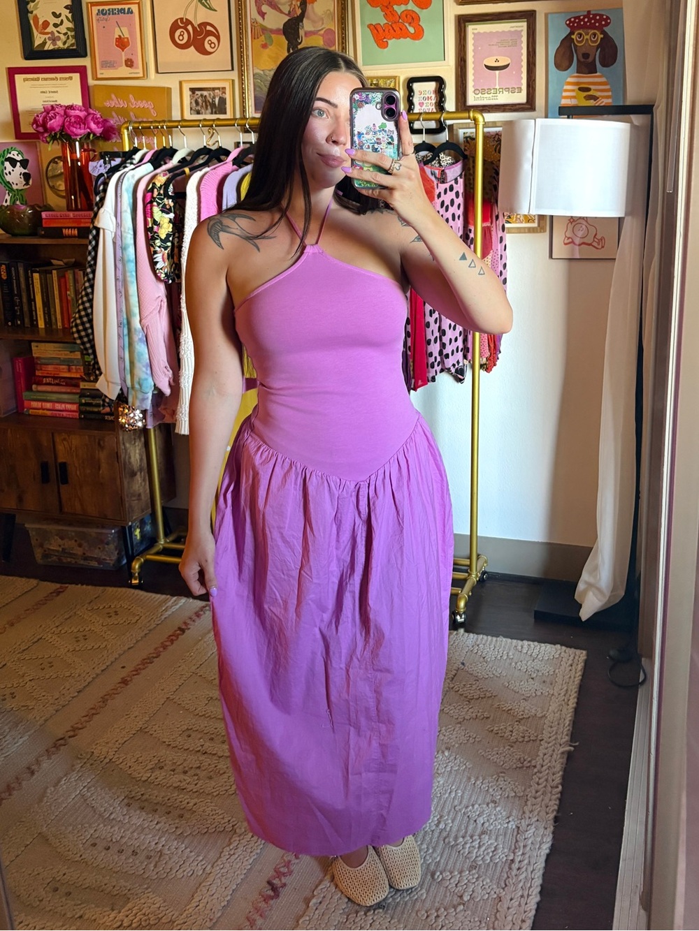 Zara Drop Waist Halter Midi Dress